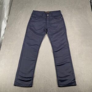 Platini Jeans‎ Mens Navy Blue Straight Leg Pants Casual 32x31 Sheen Finish